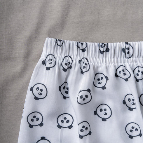 Women summer pajama set Grey Tee + Pandas shorts